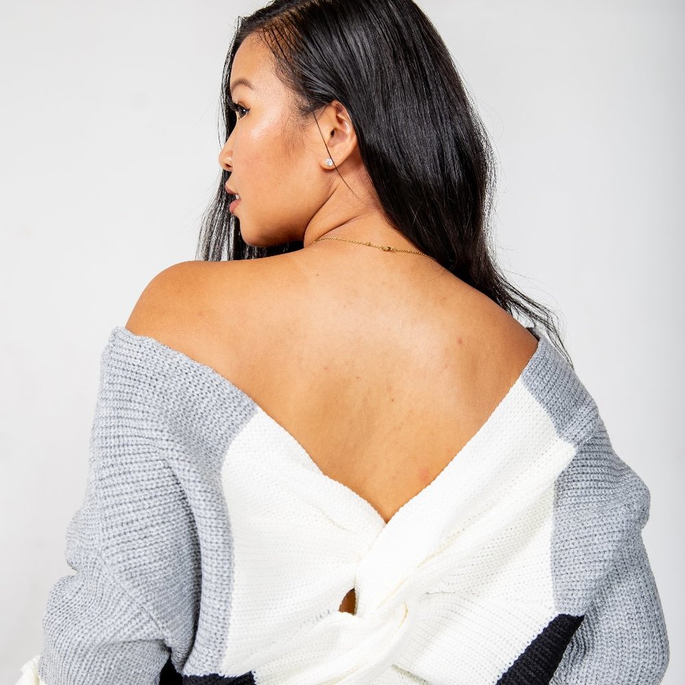 Twist Back  Multi Color Sweater